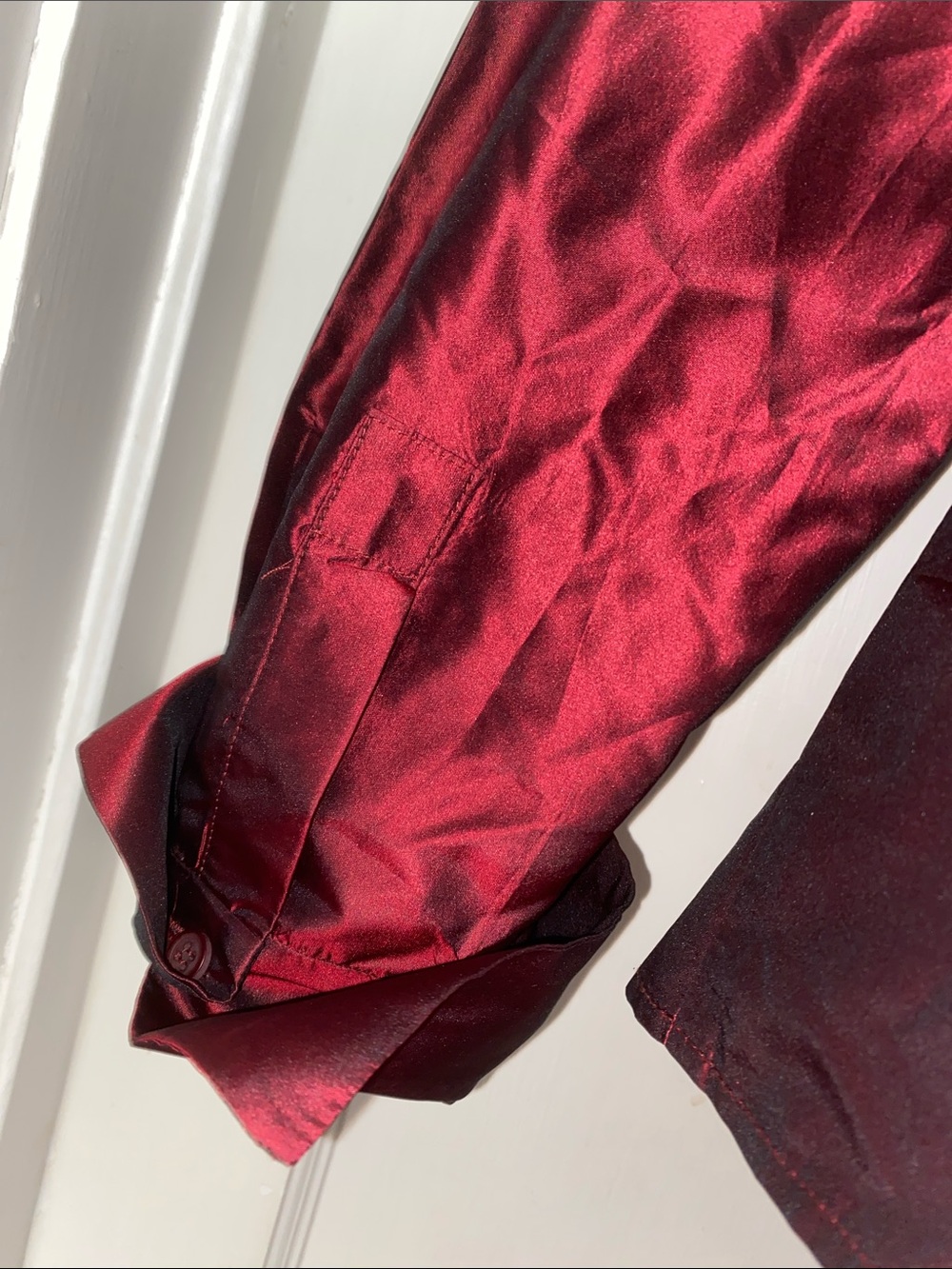 ! Lafayette 148 8 Burgundy Purple Silk Taffeta Wrap Tie Top - Picture 6 of 14